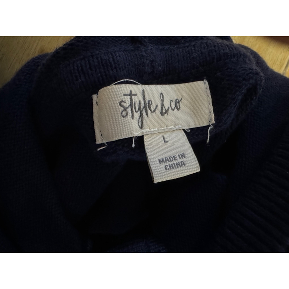 Style & Co‎ | Navy Rainbow Colorful Soft Cotton Hooded Sweatshirt w/ Pocket, L - Picture 5 of 9